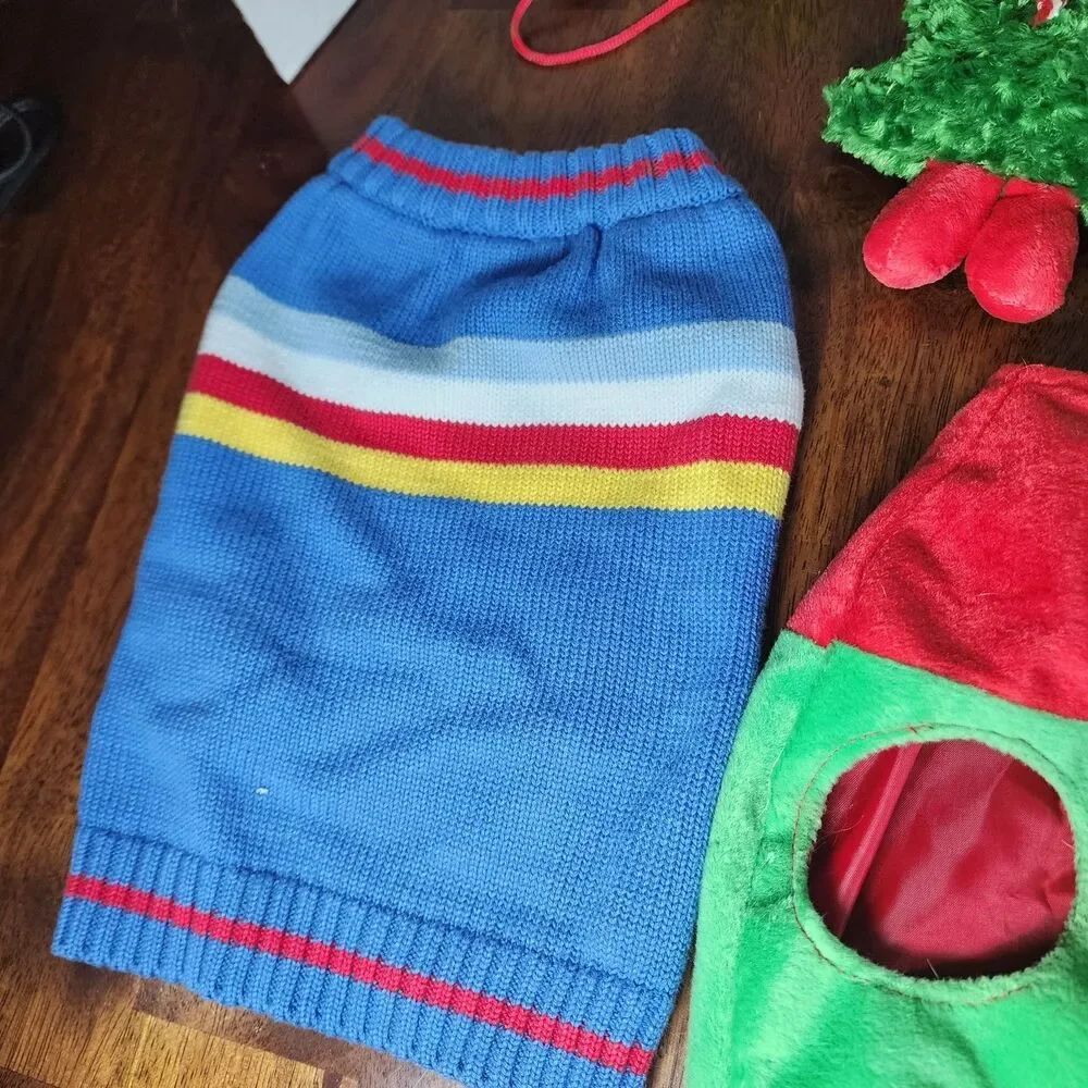 Dog Clothes Size Small & Toys with Storage Bin Lot